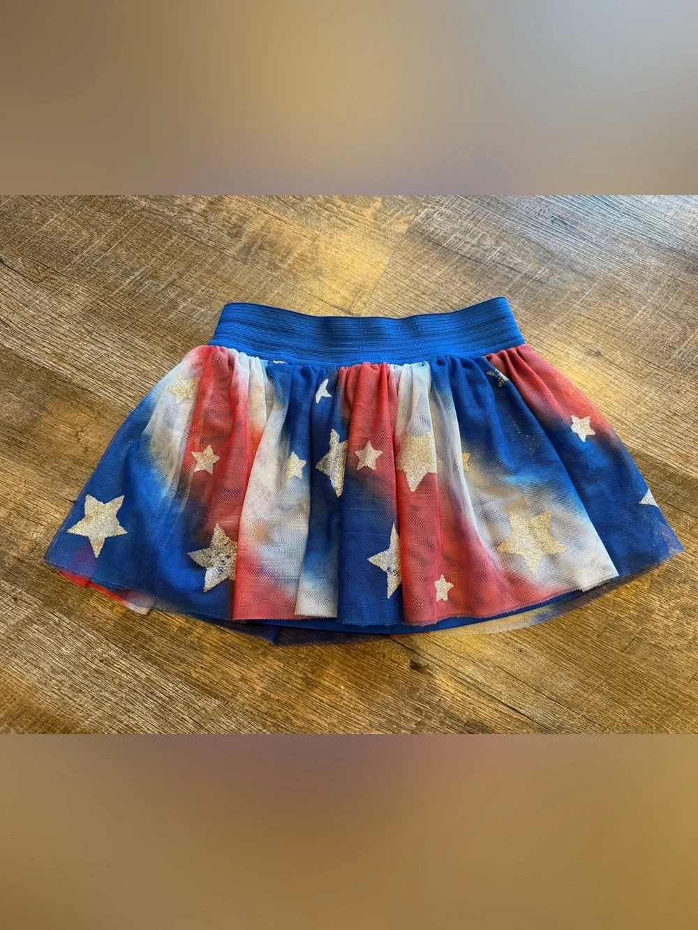 Justice Girls Red White Blue Star Tulle Skort Size 8